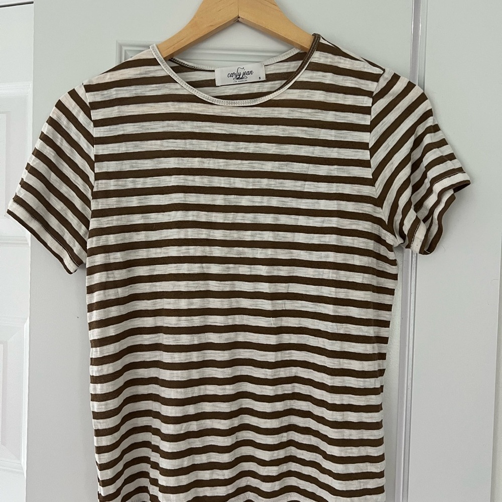 Women’s Brown and White Striped Shirt